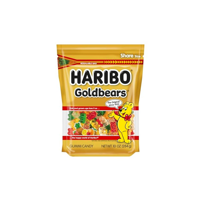 HARIBO Goldbears, Gummi Candy, 10 oz Resealable Bag, Assorted Flavors