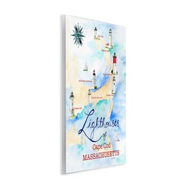 Stupell Industries 'Coastal Map of Cape Cod Massachusetts Lighthouses', Wall Plaque Art, 10 x 15 Inches, Easy to Hang and Sturdy, Made in USA, by Melissa Hyatt