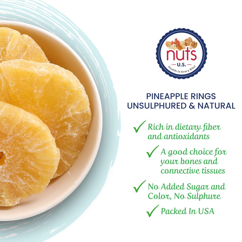 NUTS U.S. - Unsulphured Dried Pineapple Ring, Low Sugar, No