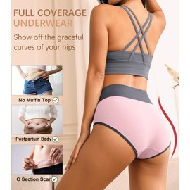 Eiggam Tummy Control Panties Ladies High Waisted Cotton Underwear C Section Postpartum Briefs Plus Size Soft Underwear(3XL)
