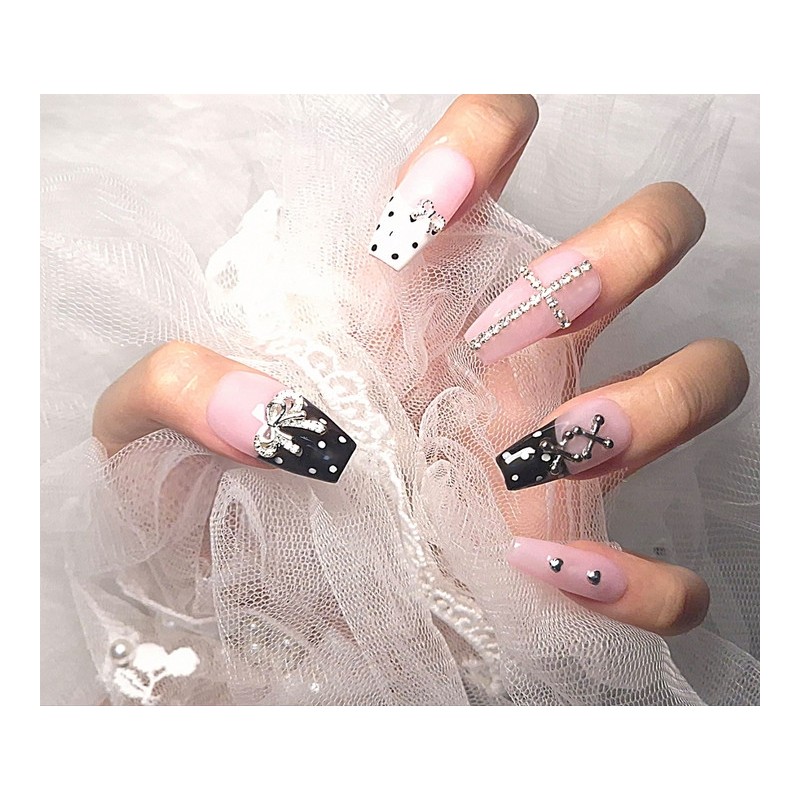 [In-Store Special Discount]Y2K Blackpink Dot Gyaru Handmade Nail Tips -