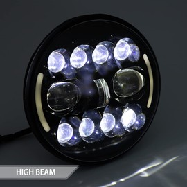 APEBAZY Motorcycle headlight, universal motorcycle LED headlight, angel eye, motorcycle headlight, round, waterproof headlight (SYCD214-7)