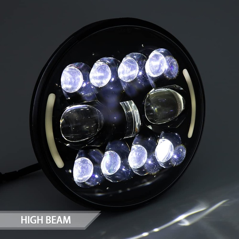 APEBAZY Motorcycle headlight, universal motorcycle LED headlight, angel eye, motorcycle
