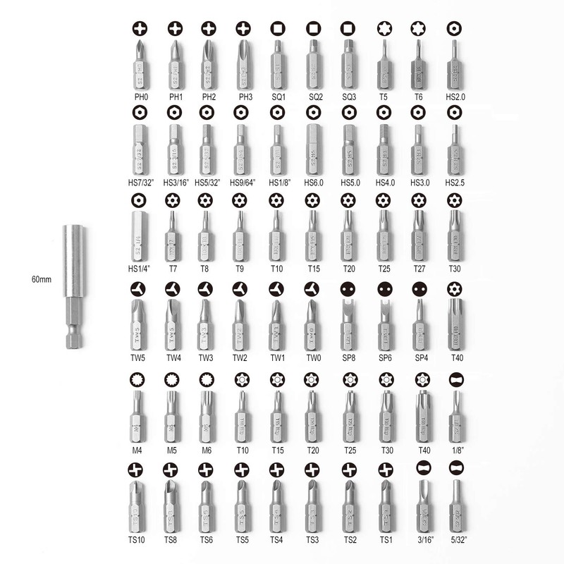 Protorq High Qualiy Security Bit Set, 61-Piece, S2 Steel, Temper
