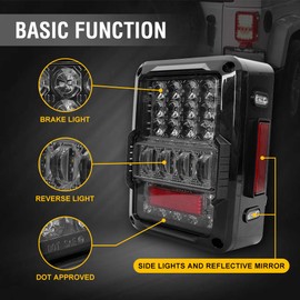SPL DOT Approved LED Tail Light & Brake Light & Ultimate Reverse Lights EMC Build-in Rear Light Back Up Lights Daytime Running Lamps Replacement for Jeep Wrangler JK/JKU 2007-2017