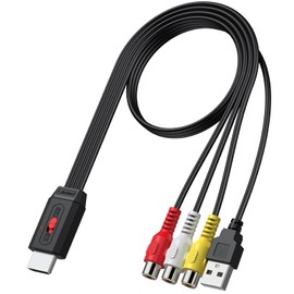 Neoteck RCA to HDMI Converter 20cm AV to HDMI Cable Supports 16:9/4:3 Aspect Conversion for Game Console Plug and Play Widely Used in Wii/PS2/N64-Female Input