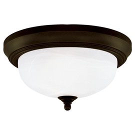 Westinghouse 64291 13-Inch Two-Light Flush Mount Fixture, Oil Rubbed Bronze with Frosted White Alabaster Globe