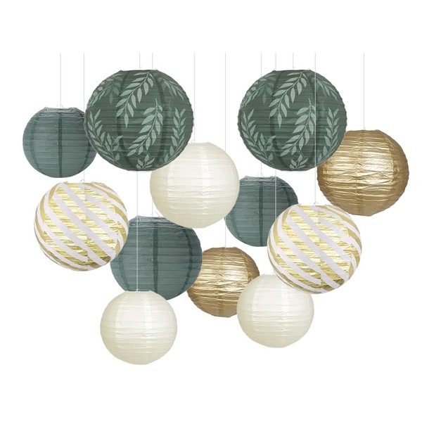 Hitopin Paper Lanterns, Pack of 12 Sage Green Paper Lanterns,