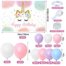 Pack of 72 Unicorn Birthday Decorations 4 Years, 4 Years Unicorn Party Supplies, 4 Years Unicorn Balloons, Unicorn Birthday Party Decoration 4 Years, Party Decoration for 4 Years Birthday Party