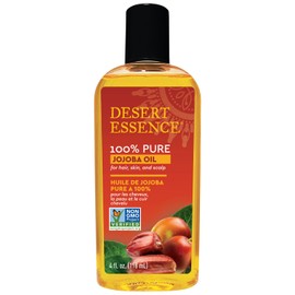 Desert Essence Desert Essence 100% Pure Jojoba Oil - Hair & Skin Oil - Suitable For All Skin Types - No Oily Residue May Help Prevent Flakiness - Makeup Remover - Aftershave Moisturizer (4 Fl Oz (Pack of 1))