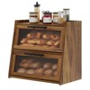 kiplant Bread Box for Kitchen Countertop - Acacia Wood, Wavy