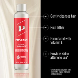 Pravana Repair Radiance Shampoo | Restores & Nourishes | For Damaged, Color-Treated Hair | Reduces Breakage & Split Ends | Chromasilk Enhances Shine & Protection | Paraben & Sulfate Free | 10 Fl Oz