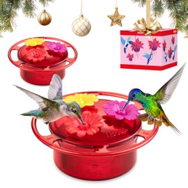 iBorn Handheld Hummingbird Feeders for Outdoors, Hummingbird Hand Feeder 3OZ Mini Bird Feeders for Outdoors, 3 Bee Guard Feeding Ports, Silicone Flower, Red (Set of 2)