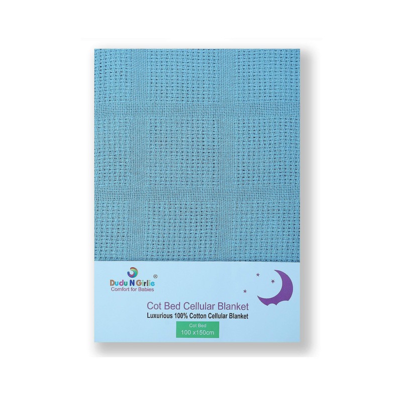 Premium Quality 100% Cotton Cellular Blanket,to Fit (Pram/Cot/Cotbed),Made in EU