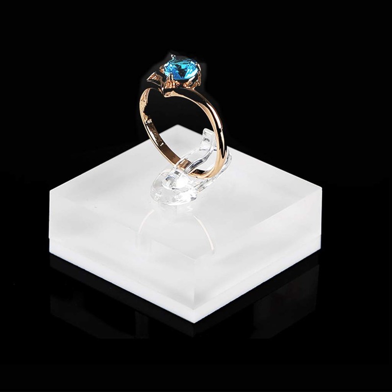 Kodbww Fashion Clear Acrylic Jewelry Holder Crystal Square Ring Storage