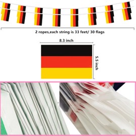 Germany German String Flag Pennant Banner, Small Mini Germany German Bunting Banner National Country Decoration for School, Party, Patriotic Festival, 66 Feet 60 Flags