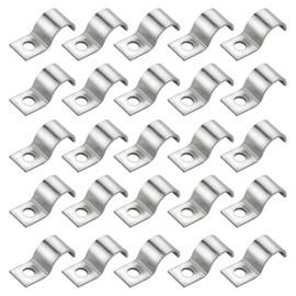 Pack of 25 Metal Cable Clamps, Stainless Steel Mounting Clamp, High Performance Hose Buckle, Pipe Holder, Single Hole Pipe Clamp for Cable Empty Pipe, Pipe Attachment Diameter 15-16 mm