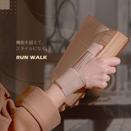 新感覚サポート ランワーク ソフト テーピング 手首サポーター フリーサイズ 薄手 3D 添え木タイプ 親指 サポート 抗菌 クール 素材 クリエイター (ココアミルクミニ-左手用)