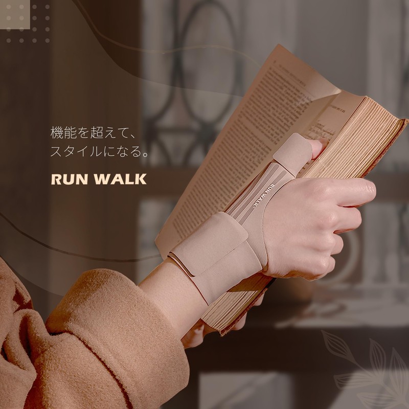 新感覚サポート ランワーク ソフト テーピング 手首サポーター フリーサイズ 薄手 3D 添え木タイプ 親指
