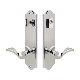 Royal Zinc Die-Cast Lever Set and Back Plates with Deadbolt for Entry Doors in Polished Chrome, 2-3/8” Backset, Right Hand