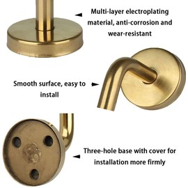 ETOPARS Set of 4 Flat Handrail Support Stainless Steel Handrail Holder Handrail Bracket Stair Railing Handrail Support with Cover Rosette for Wall Mount