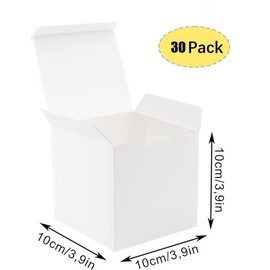 ACTIUSIS Cardboard Boxes, Pack of 30 Gift Boxes, Kraft Paper, Cardboard Boxes with Lid, Square Gift Box for Gifts, Birthday, Party, Wedding (10 x 10 x 10 cm, White)