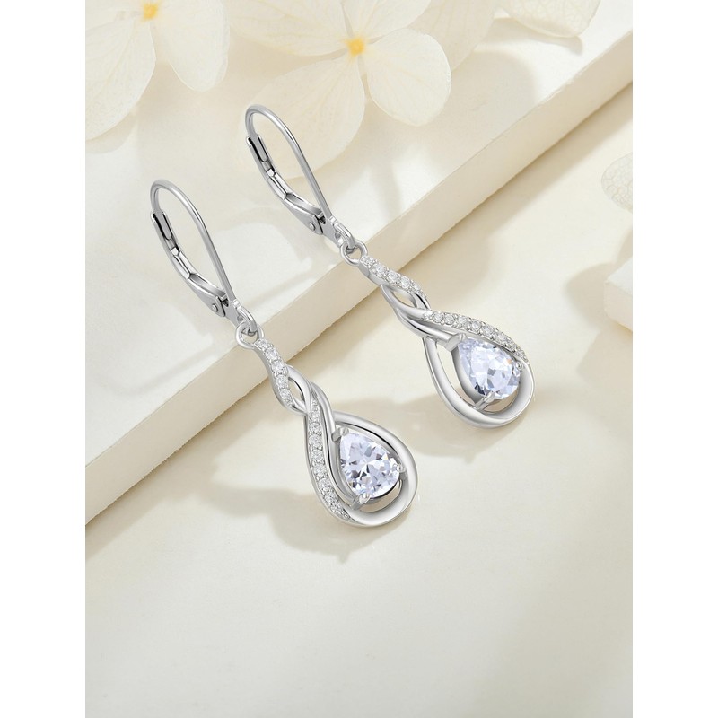 JIWOY Infinity Dangle Earrings 925 Sterling Silver Twisted Drop Earring