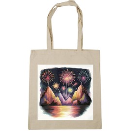 Hippowarehouse Fireworks Mountain Landscape Tote Shopping Gym Beach Bag 42cm x38cm, 10 litres