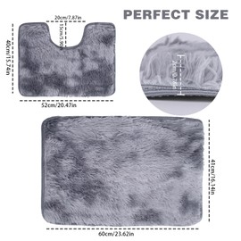 Bathroom Mats Sets 2 Pieces Bathroom Rugs Anti Slip Pedestal Set Fluffy Bath Mats Extra Soft with Water Absorbent Pedestal Bathmat Bathroom Accessory For Toilet Bathroom 40X60CM+50X40(U-Shape) (A)