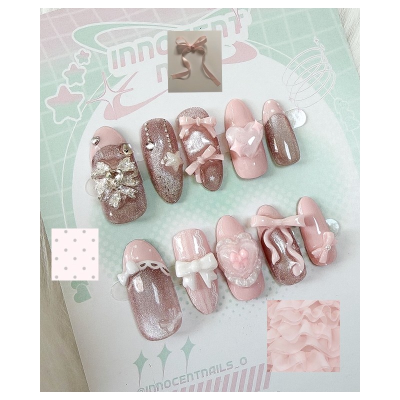 Pink Ballet Magnet Handmade Nail Tips - Ballerina / 핑크