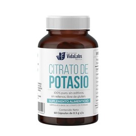 Citrato De Potasio Nutrientes Vidalabs México Suplemento De Potasio 100% Puro, Balance Electrolitico, Apoyo A Tu Salud Muscular Y Nerviosa 60 Cápsulas