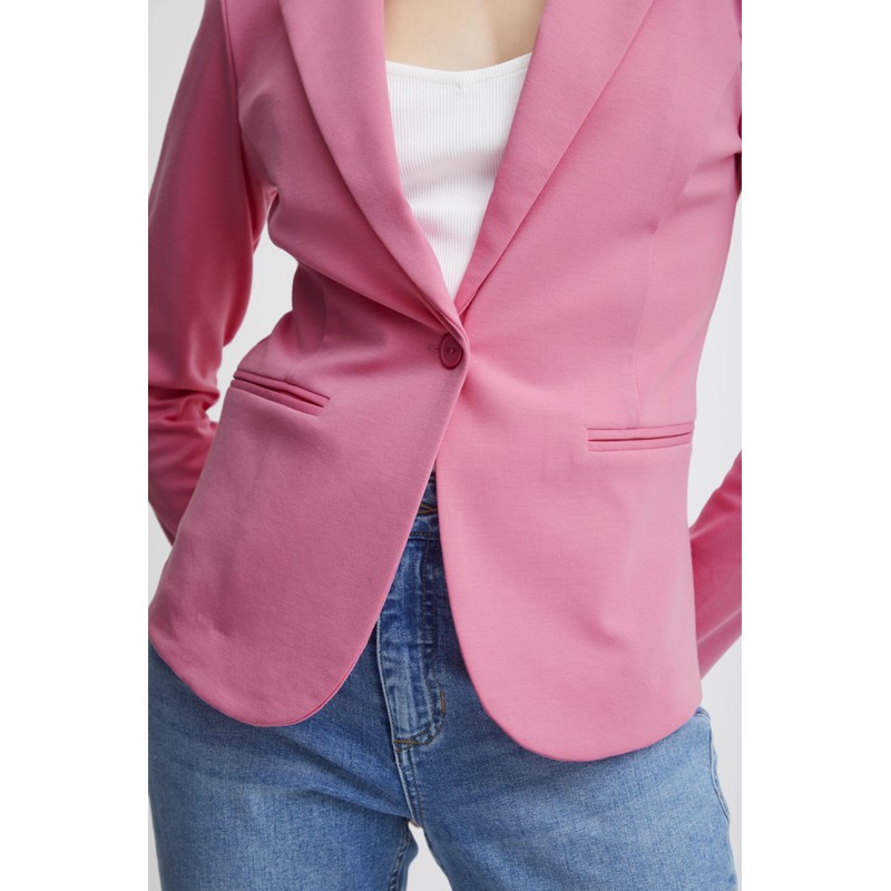 ICHI IHKATE BL Women's Blazer, Short Stretch Jacket, One-Button, with