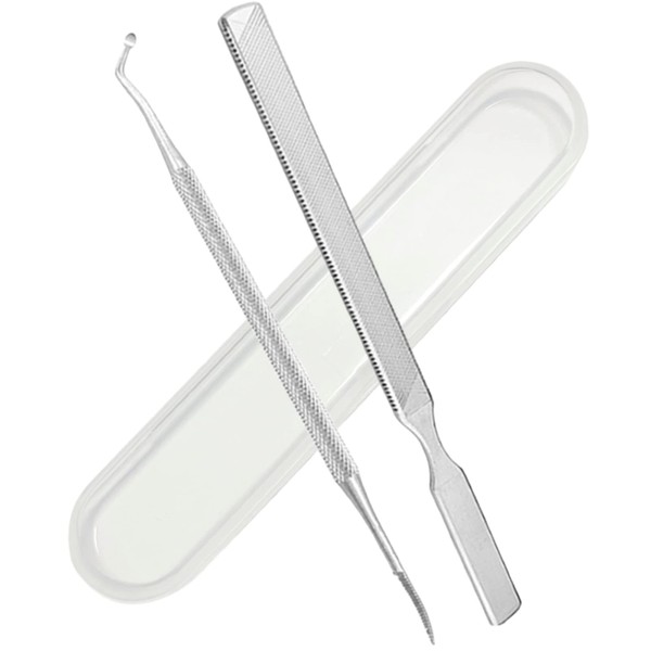 TAKES Dermatologist Supervised Intrusive Nail File & Nail Debris Remover, Stainless Steel, Set of 2, Nail Care