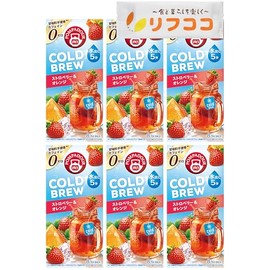Pompadour Cold Brew Cold Brew Cold Brew Herbal Tea, Strawberry & Orange (1 Box 0.1 oz (2.5 g) x 8 TB Set of 6 Boxes, Decaffeinated Fruit Herbal Tea, Decaffeine, Cool Sensation, Original Hot Towel