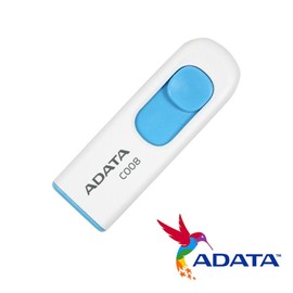 ADATA 16 GB Memoria Flash USB 2.0 Deslizable Color Blanco con Azul (Modelo C008)