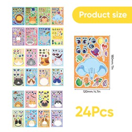 24 Sheets DIY Stickers for Kids: Make a Face Sticker Sheets for Party Bags - Make Your Own Sticker Kids Cartoon Party Activity – Suitable for Classroom Activities, Stocking Stuffers, and Art Projects
