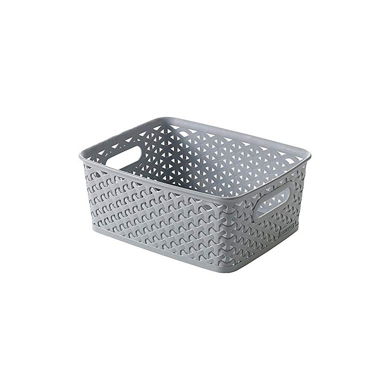 Curver Grey 26x20cm Rattan Style Plastic Storage Fruit Basket (Set