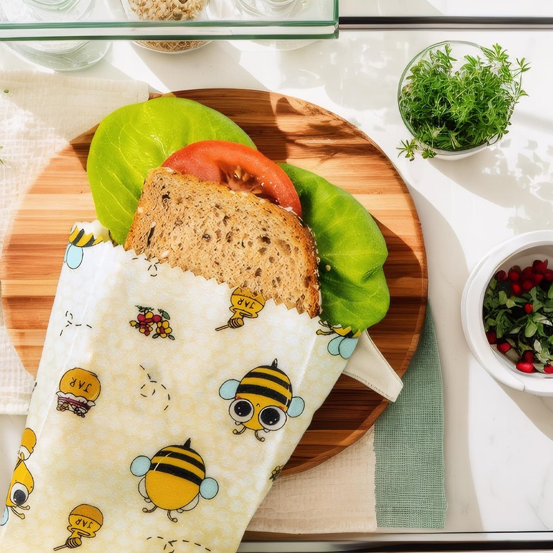 6Pcs Reusable Beeswax Wrap for Food Eco-Friendly Beeswax Food Wraps