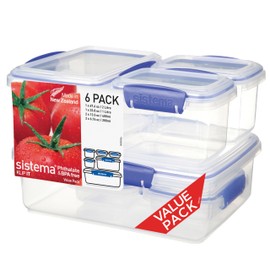 Sistema Klip It Collection - Juego de 6 recipientes de almacenamiento de alimentos, Transparente, 6 piezas, 1