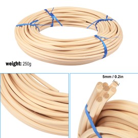 GNIEMCKIN 2 Rolls # 8 Spline, 66 Ft Each roll Reed Spline, Natural Cane Webbing Roll, and Round Reed Coil for DIY Furniture Making and Wicker Weaving, Winding, Modeling, Decoration, Aromatherapy