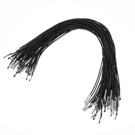 Ymapinc 50pcs Black Elastic Rope Strap with Metal Ends, Soft Elastic Cord Bands for Crafts, Hat Extender, Mask Lanyard, Fasten Book Binding, Party DIY Craft, 11.8 Inch Black String