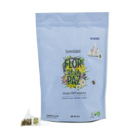 FLOR DE LA PAZ Serenidad, infusión herbal orgánica de toronjil, manzanilla y lavanda, 70 piezas sachets (bolsitas de té)
