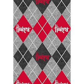 SYKEL ENTERPRISES University of Nebraska Fleece Fabric Sold by The Yard-Nebraska Cornhuskers Heather Argyle Fleece Blanket Fabric-SYKEL NE1148