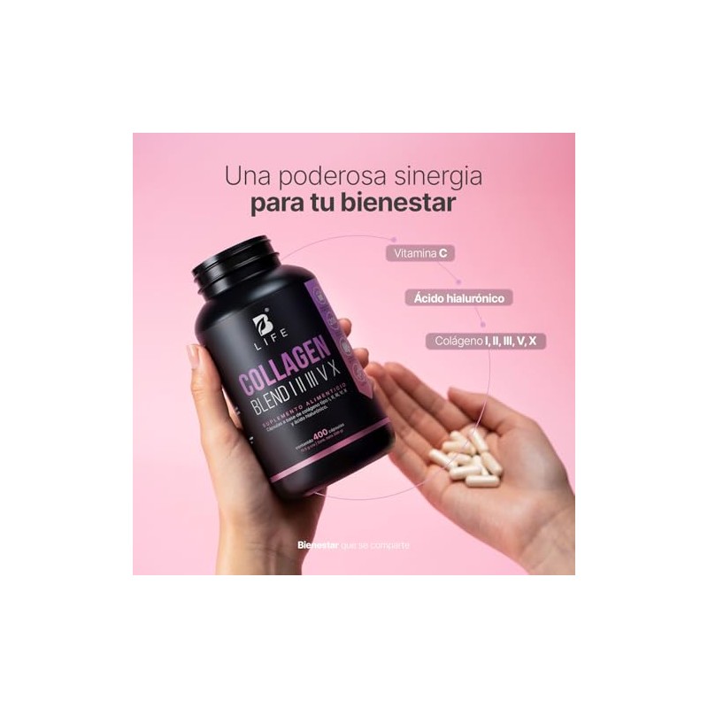 Life Colágeno Hidrolizado Tipo Iii 400 Cápsulas Vitamina Ácido Hialurónico