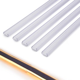 Yescom 3.3" Rope Light Track 5PCS Clear Plastic U Channel System Accessories for 9/16" W x 5/16" H Warm White Neon Rope Lights Models DEL-D50W,DEL-D100W,DEL-D150W