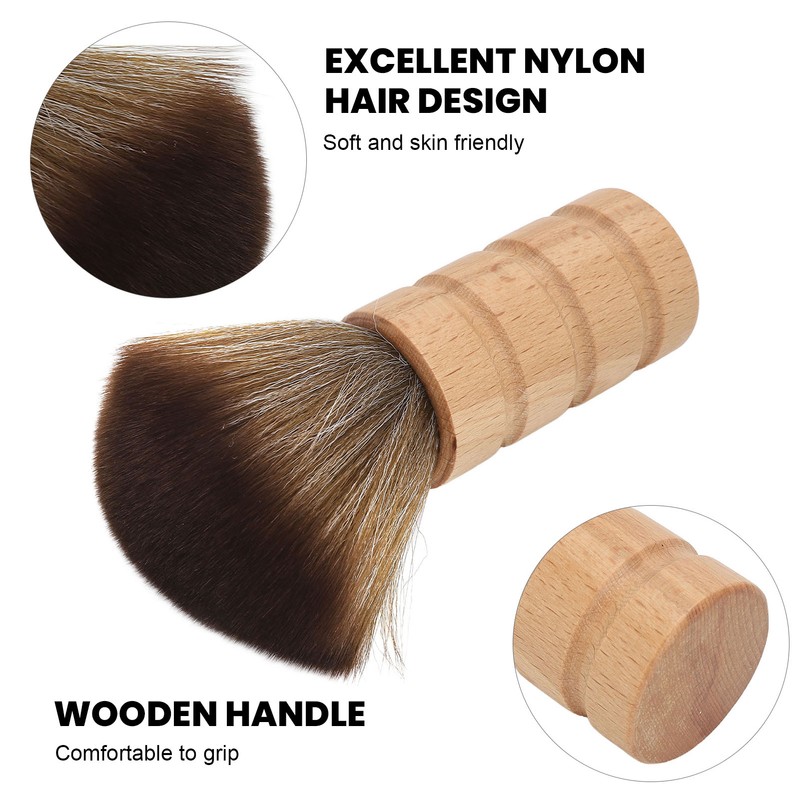 Barber Neck Duster Brush Soft Hair Wooden Handle Hair Sweeping