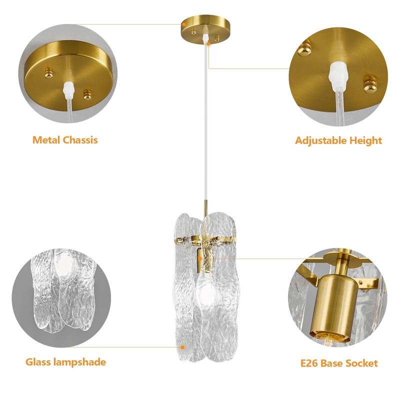 LIANGMH Modern Ceiling Kitchen Pendant Lighting Over Island, Gold Hanging