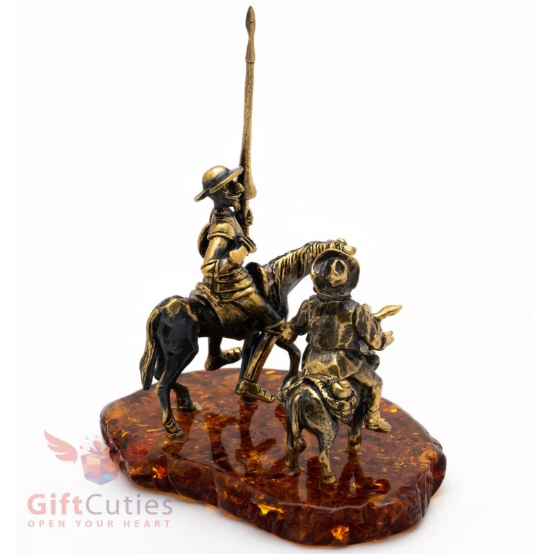 Amber Brass Amber figurine Don Quixote Spanish Knight & Sancho