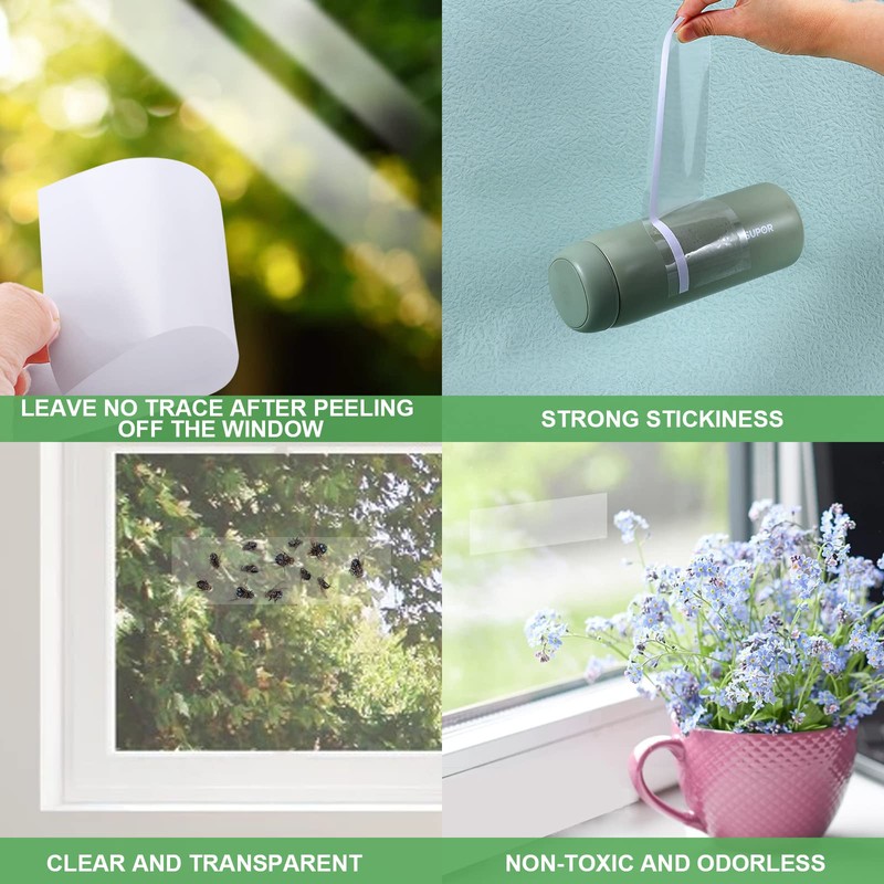 80 Pack Window Fly Traps Sticky,Clear Fly Paper Indoor for