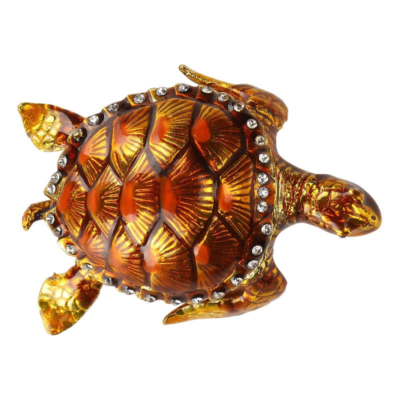 Tortoise Figurine Electroplated Turtle Jewelry Trinket Storage Box Ornament with